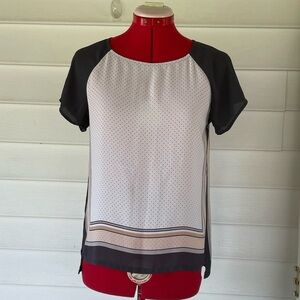 Loft Polka Dots  Print  short sleeves Blouse Sz SP